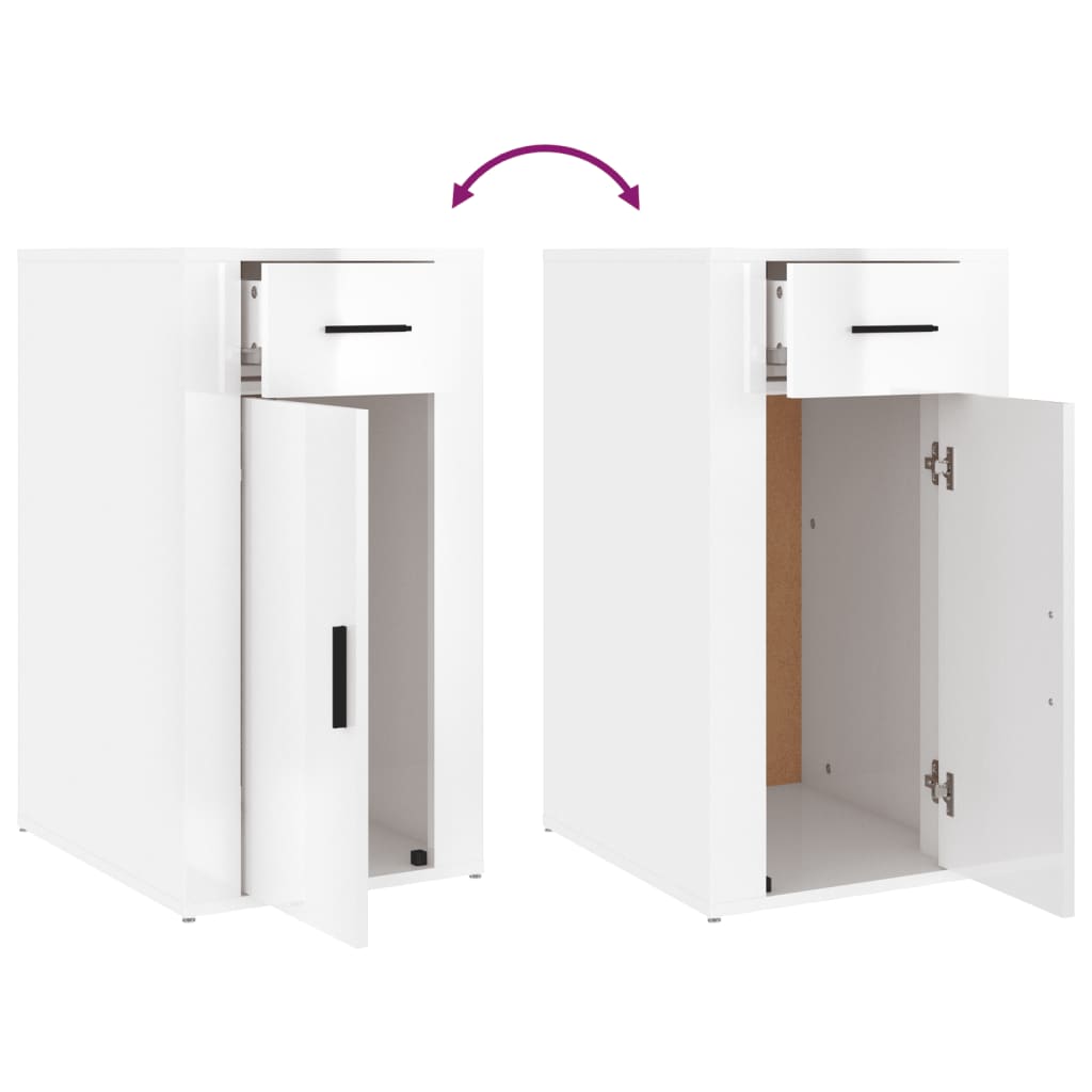 Office Cabinet High Gloss White 40 X 49 X 75 Cm Engineered Wood