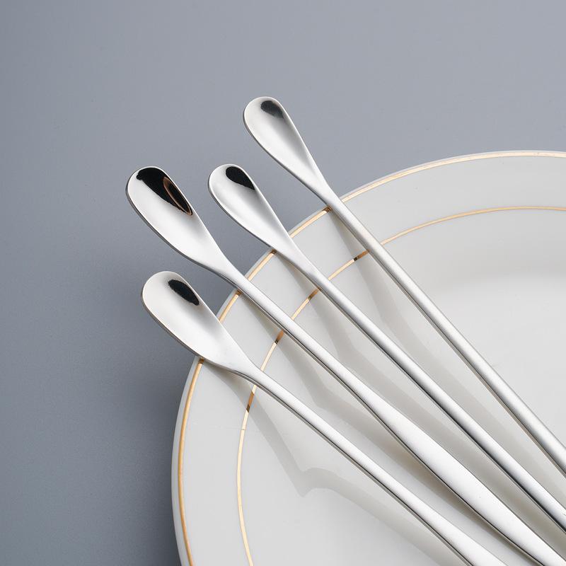 304 stainless steel long handle stirring melon seed spoon milk tea coffee honey spoon Japanese bar spoon long ice spoon spoon