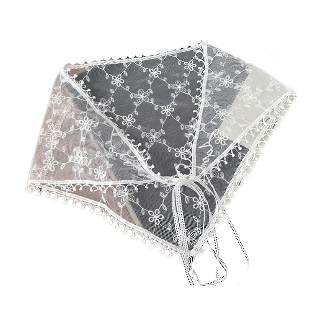 Vintage Style Lace Triangle Scarf for Home Decors Fashion Headwrap with Floral Patterns and Breathable Polyester Fabric