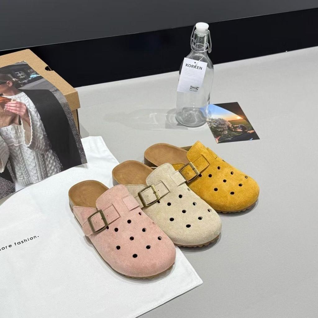 Commuting versatile Internet celebrity bag head slippers women's outer wear spring 2025 new flat-bottomed hollow lazy half-drag sandals