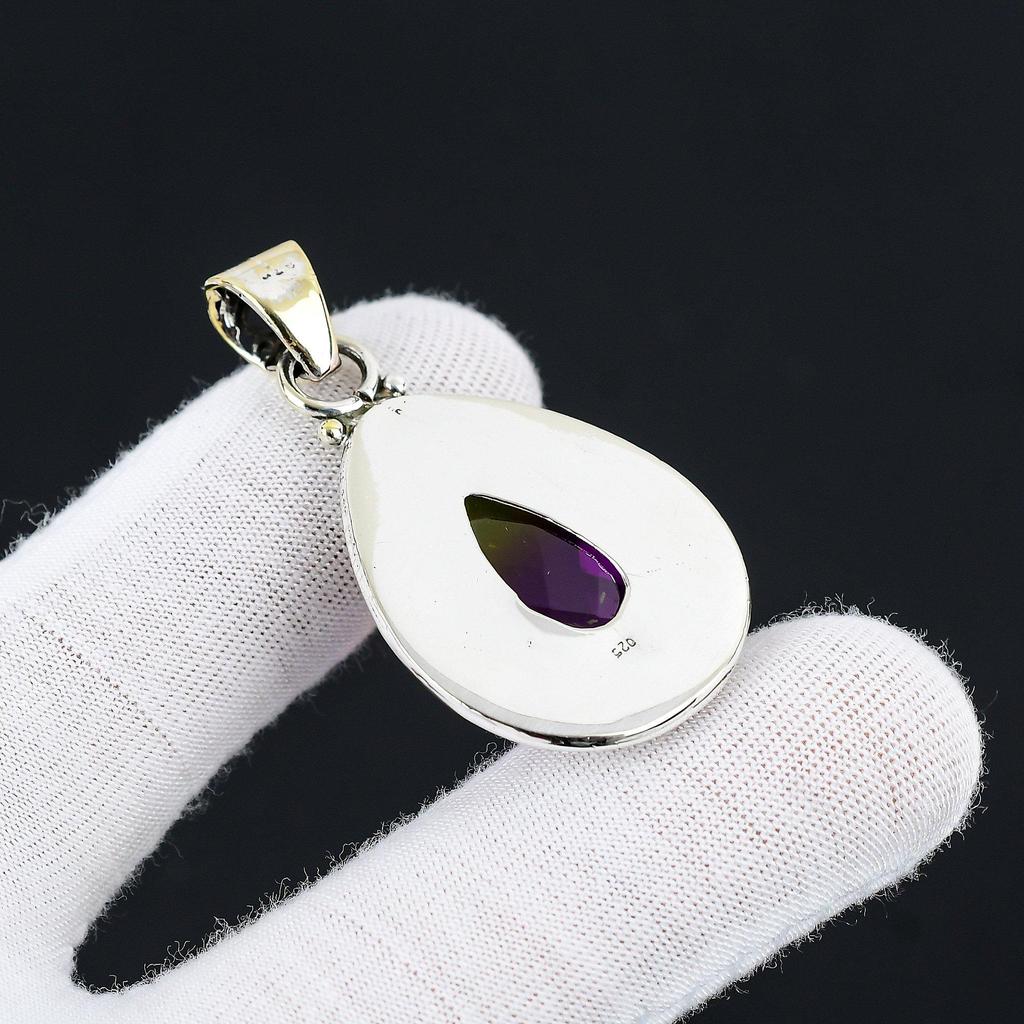 Ювелірний ювелірний кулон зі срібла 925 проби ручної роботи з дорогоцінним каменем Аметрин Дизайнерський кулон Кулон з дорогоцінним камінням Аметрин для подарунків