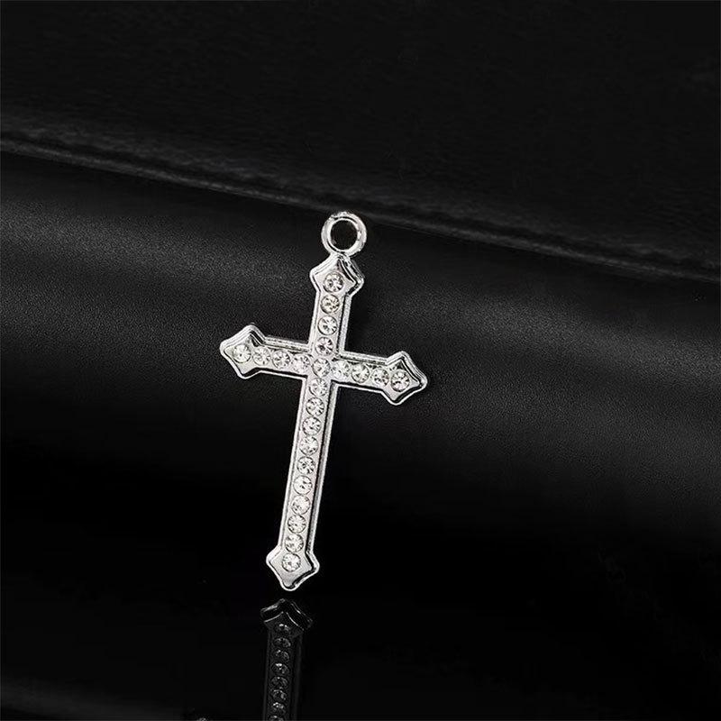 Wind Simple Necklace High Sense Diamond Cross Collar Trendy Cool Personality Fashion Threaded Clavicle Chain