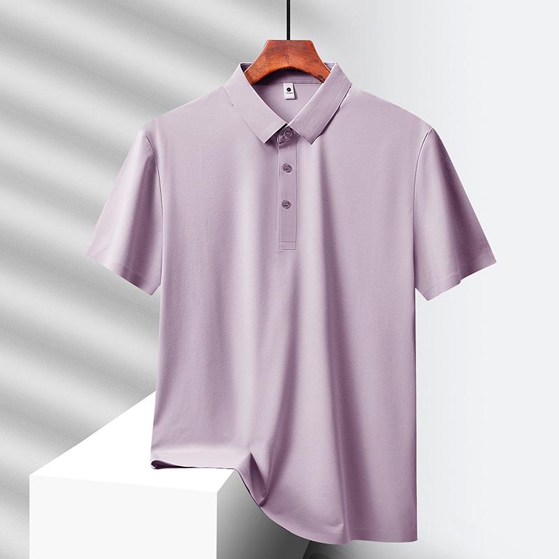 Polo shirt men's ice silk nylon high-end seamless business casual ice-feel lapel men's short-sleeved T-shirt quick-drying