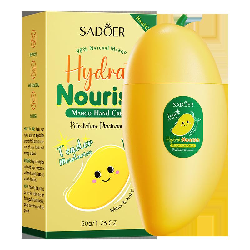 SADOER Mango Peach Aloe Vera Lemon Fruit Hand Cream Moisturizing Brightening Repairing Hand Creams for Hands Skin Care