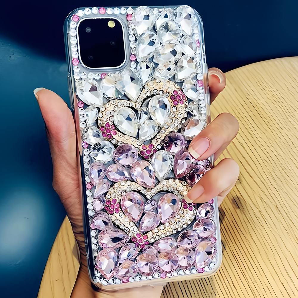 Glitter Bling Rhinestone Phone Case For OPPO Reno 16 15 Pro Max 15F 15C Crystal Diamond Heart Design Cover