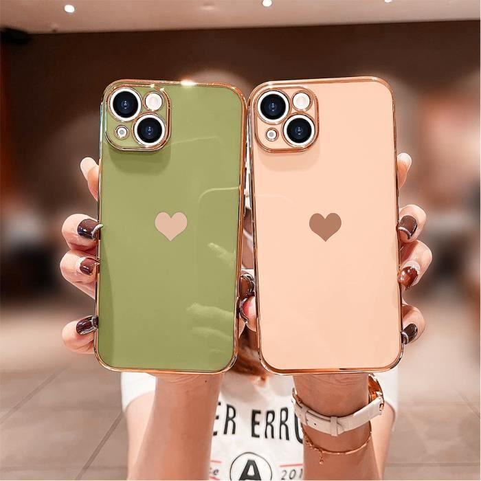 Coque pour iPhone 15 - Antichoc - Ultra Slim - Léger - Motif Cœur - Rose