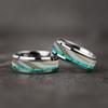 Fashion 8mm Men Stainless Steel Ring with Turquoise and Marble Stones Inlay Rings for Men Women Wedding Jewelry Drop Shipping