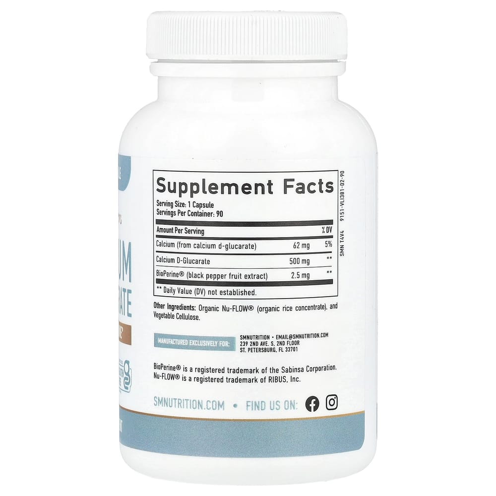 iHerb Calcium D-Glucarate + BioPerine 500mg, 90 Capsules