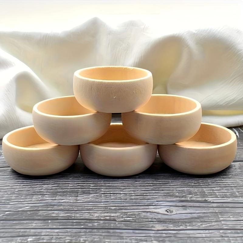 50/100pcs Handmade Wooden Decorative Beads Mini Natural Primary Color Small Wooden Bowl DIY Paint Decor Kitchen Decorative Beads