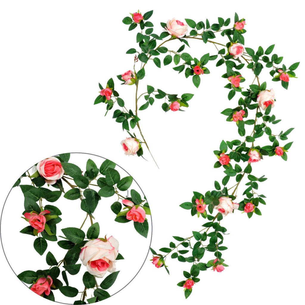 Guirnalda de Flores Artificiales de 1.8m, Guirnalda de Flores Falsas, Flor de Plástico, Cubre Tubos, Decoración de Balcón