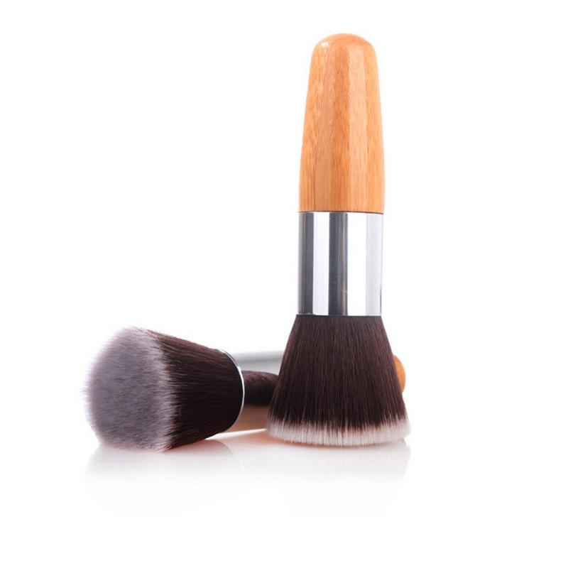Bamboo Handle Makeup Brushes Flat Top Round Head Foundation Brush Beauty Tools