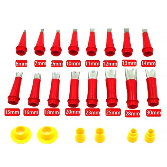 Seam Nozzle Kit 16 Sizes Universal Integrated Seam Beauty Nozzles with 6 Bases Duckbill Design Reusable Nozzles Tips for Precise Joint Filling