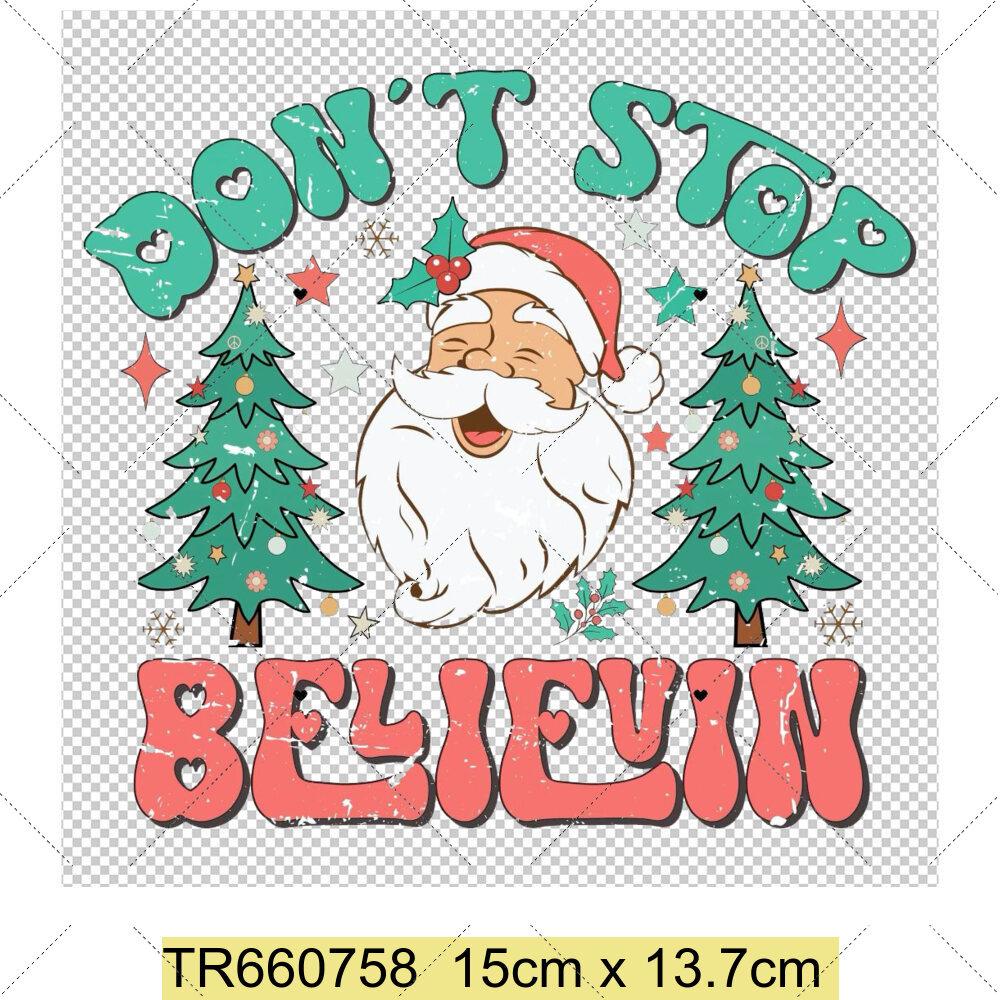 Santa Claus Christmas Tree and Reindeer Heat Transfer Sticker DIY Clothing Sewing Supplies Christmas Short Sleeves Patches