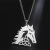 My Shape Horse Celtics Knot Necklaces for Woman Men Horse Head Animal Pendants Stainless Steel Jewelry Lucky Horse Lover Gifts