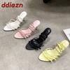Fashion Fashion Cross-tied Women Thin  Heels Sandals Shoes Female Round Toe Footwear Butterfly-Knot Ladies High Heels Sandals Shoes