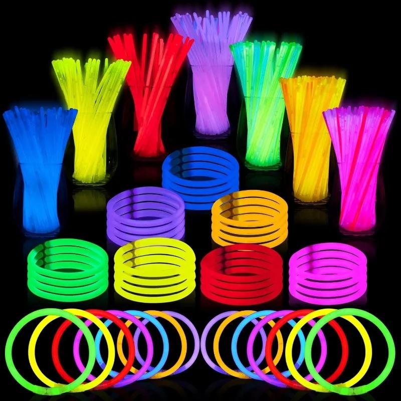 100/10pcs Luminous Glow Sticks Fluorescence Colorful Glowing in Dark Stick DIY Bracelet Necklace Glowstick Christmas Party Decor