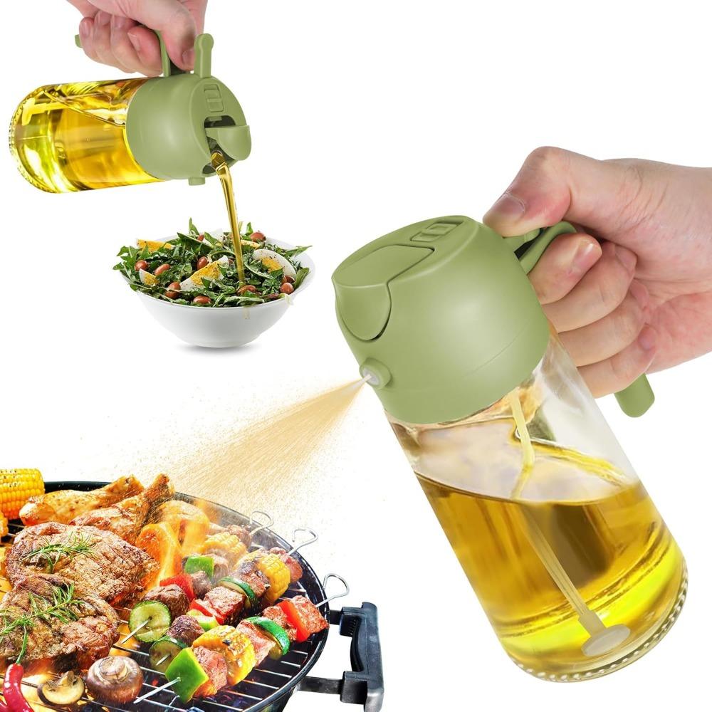 Dispenser Bottle for Kitchen 2 in 1 Olive Oil Dispenser and Oil Sprayer - 470ml Olive Oil Bottle - Oil Sprayer  Cooking Kitchen Salad, Barbecue Black