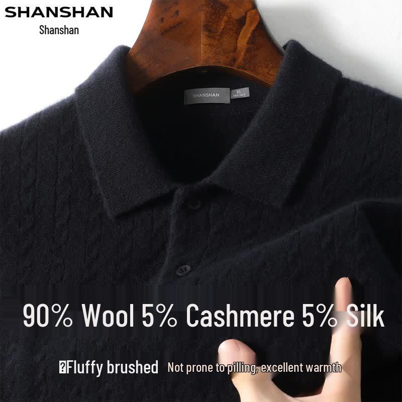 Shanshan Men's 90% Wool Cashmere Silk Blend Warm Pullover Sweater