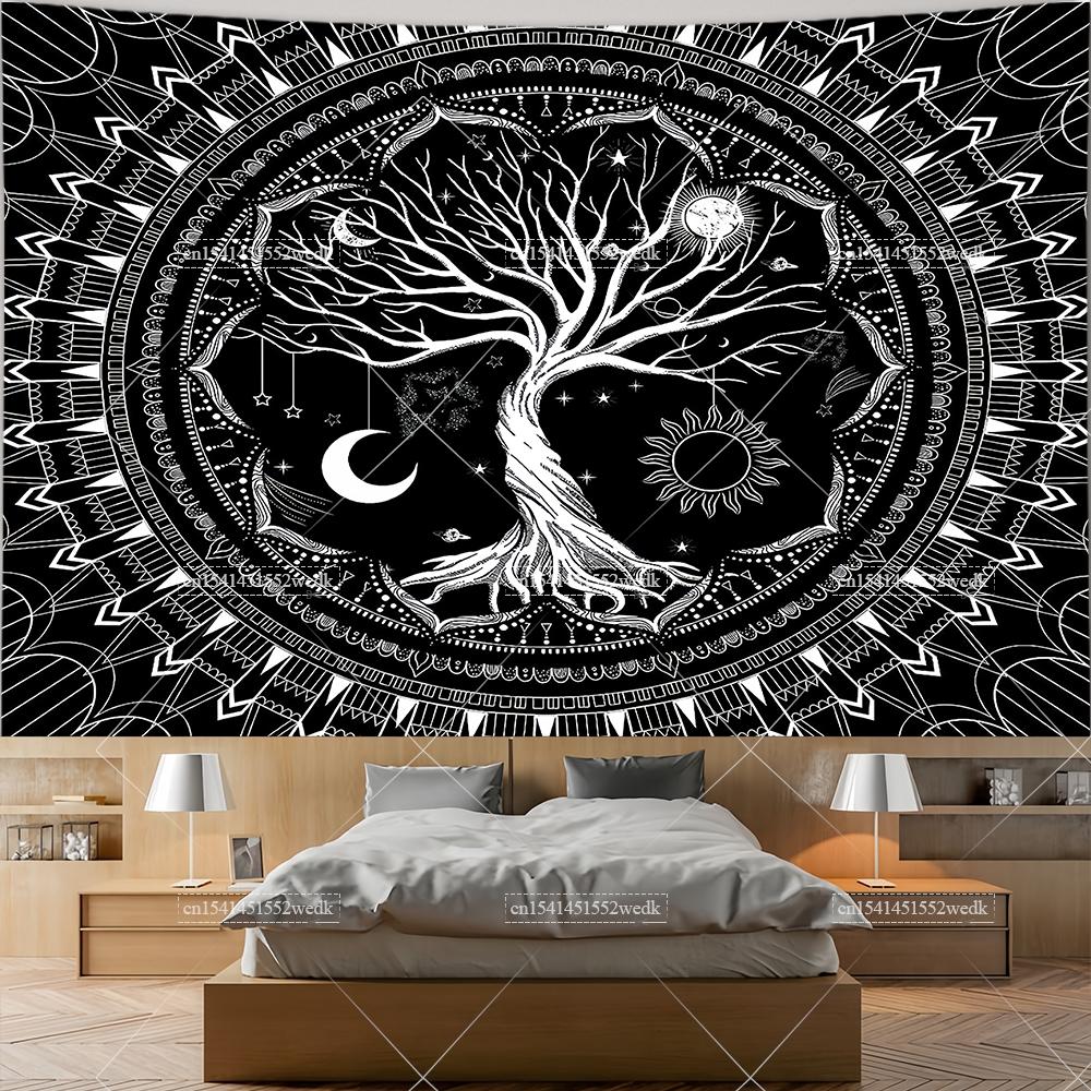 Tarot Altat Cloth Tree Of Life Tapestry Bohemian Divination Celtic Star Witchcraft Tapestrys Aesthetic Home Decor Moon Phases