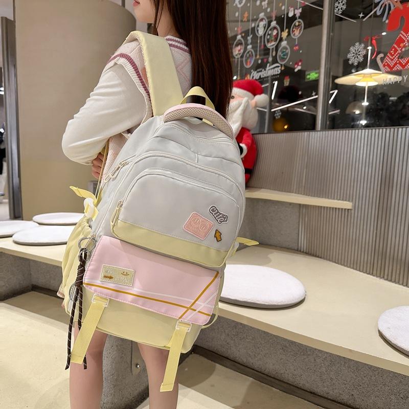 High value contrasting colors and large capacity, junior high school and high school student schoolbag 25 new cute little fragrant wind backpack
