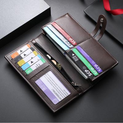 Minimalist PU Leather Men's Wallet Long Style Black Coffee Retro Coin Purse High Capacity Multiple Pockets Men Women