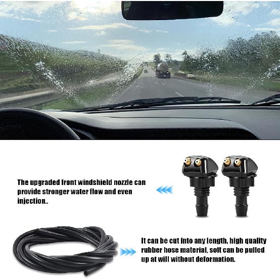 2 Pack Front Windshield Washer Nozzles Kit, Including Adapters And Hoses