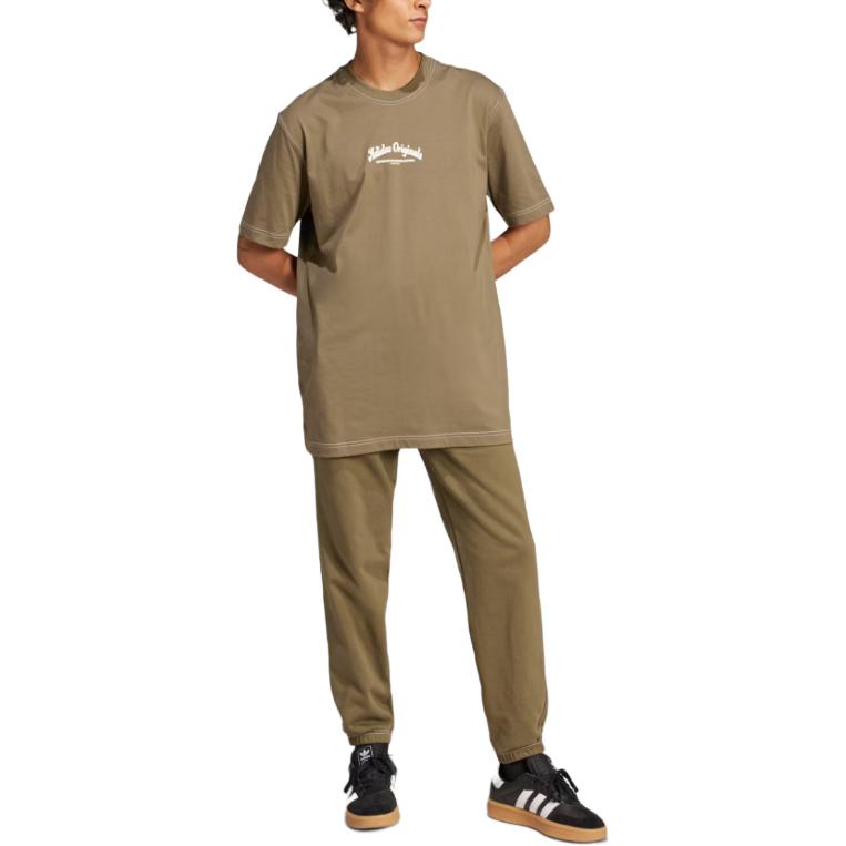 Adidas Originals FW24 Wabash Letter Comfortable Pullover Short Sleeve T-Shirt Men T-Shirts Olive JP4476