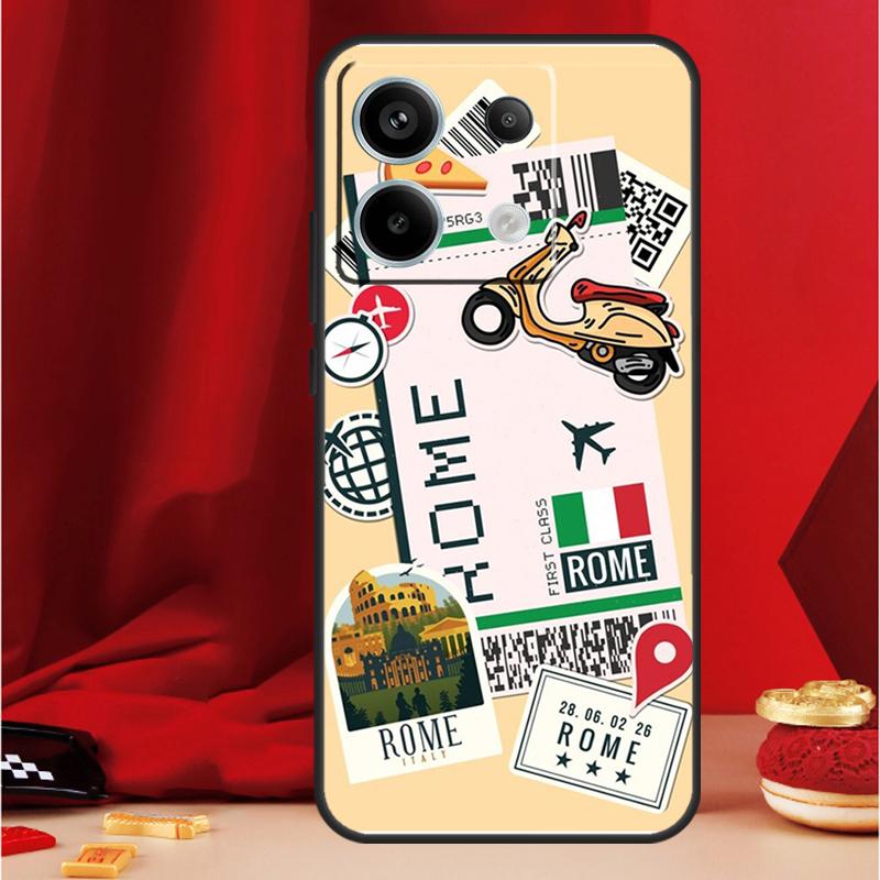 Travel Boarding Pass Tokyo Case For Xiaomi Redmi Note 14 13 12 11 10 15 Pro Plus Redmi 15 13 15C 13C 10C 12C 14C Funda