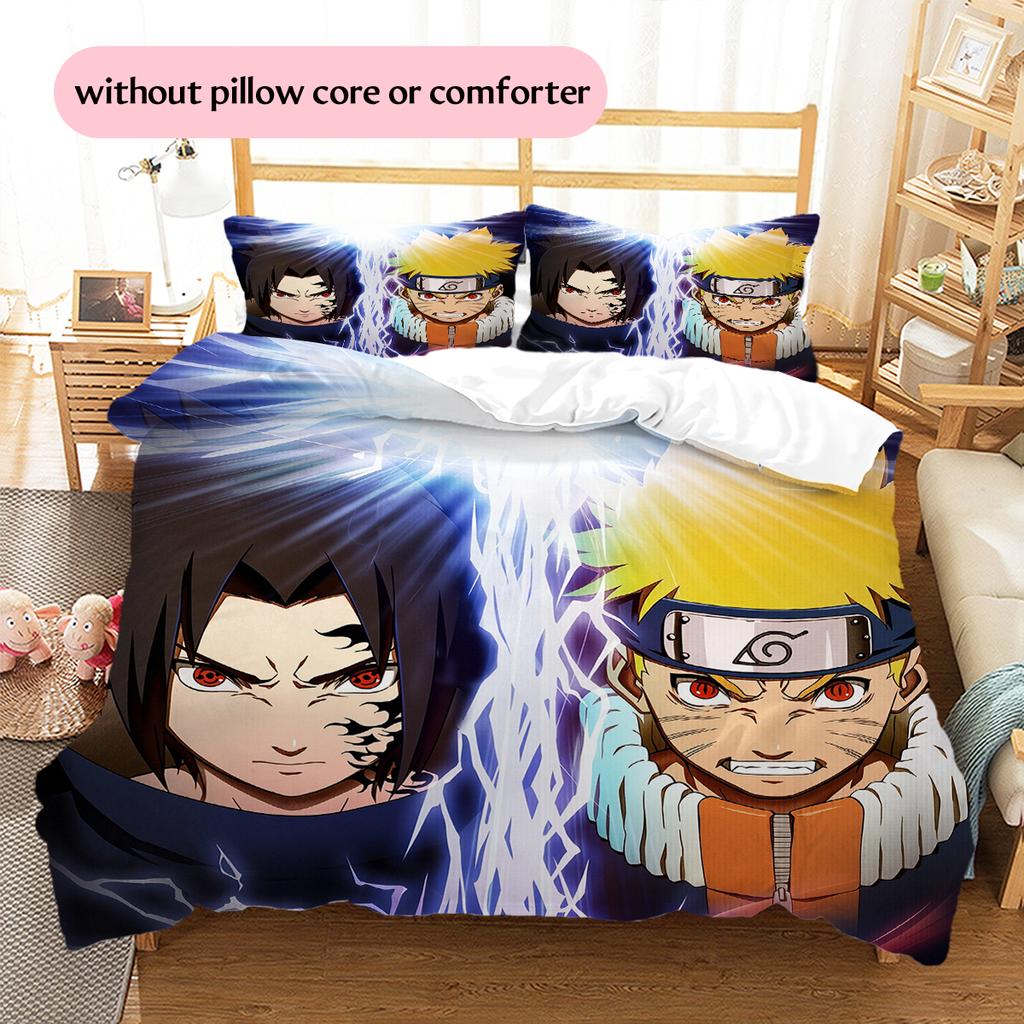 Naruto Character Pattern Bedding Home Decoration Birthday Gift (1 * Duvet Cover + 2 * Pillowcase, Without Core)