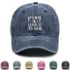 PRAY" Print Adjustable Baseball Cap, Mesh Hat Adjustable Strap Breathable Raw Brim Sporting Snapback Baseball Hat