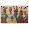 Crazy Chicken Coop Cedule Retro kovová uvítací plaketa Legrační statek Ideální pro kurník nebo kuchyni Ideální dárek na zeď