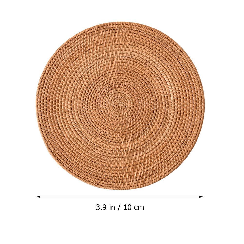 6Pcs Woven Cup Mat Round Rattan Coasters Natural Heat Resistant Insulated Coaster Set for Tabletop Protection Home Bar