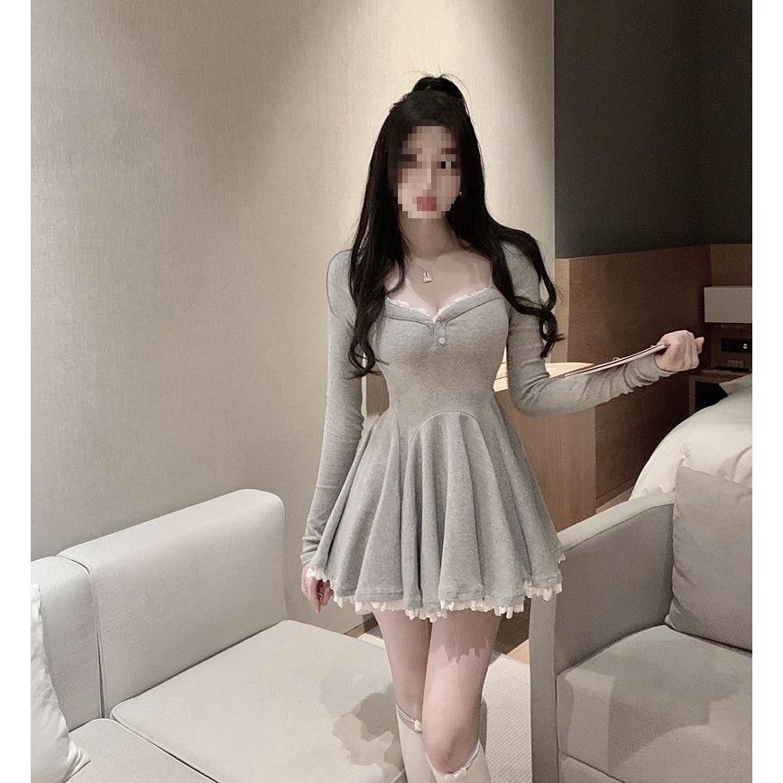 French Style Waist-Cinching Slim Dress: Unique, Beautiful, Fluffy Winter Short Skirt
