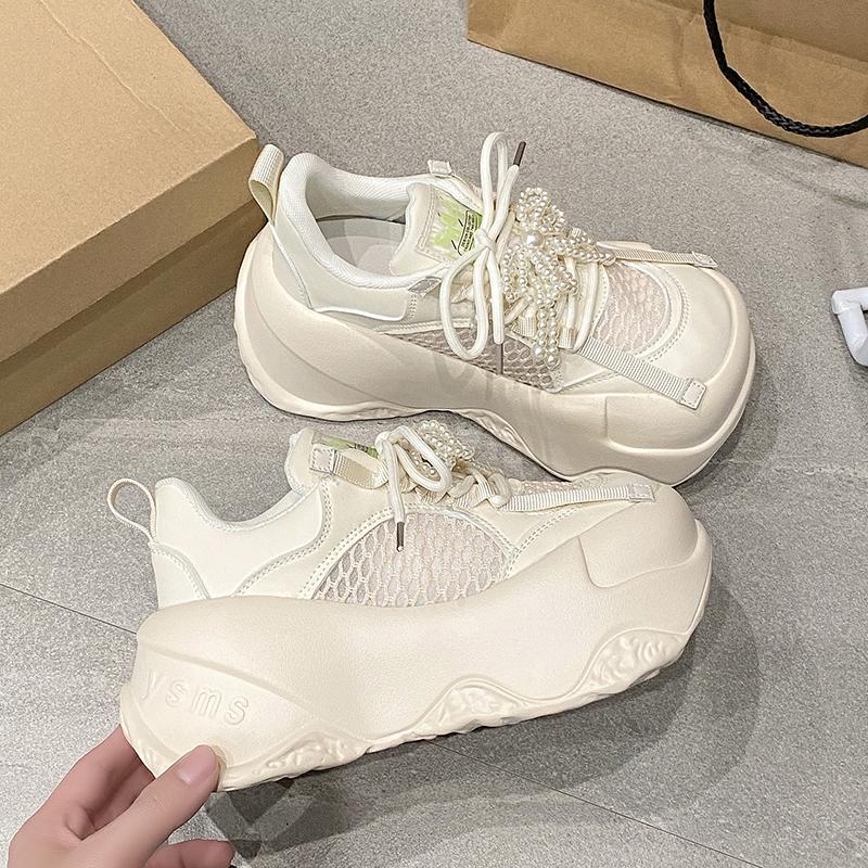 Fashion 8cm Women Summer Air Mesh Microfiber Platform Wedge Slides Shoes Mules Shoes Women Chunky Sneakers Sandals Breathable