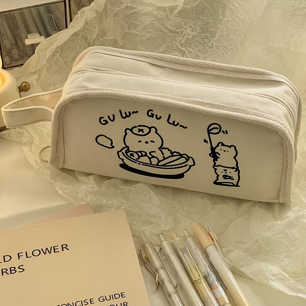 1pc Large Capacity Pencil Case, Stationery Pencil Case, Simple Pen Case. Zippered Pencil Case, School Supplies,