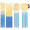 12-16Pcs Chopsticks Knife Fork Spoon Cutlery Set Green Gold Dinnerware Set Luxury Stainless Steel Flatware Korean Tableware Set