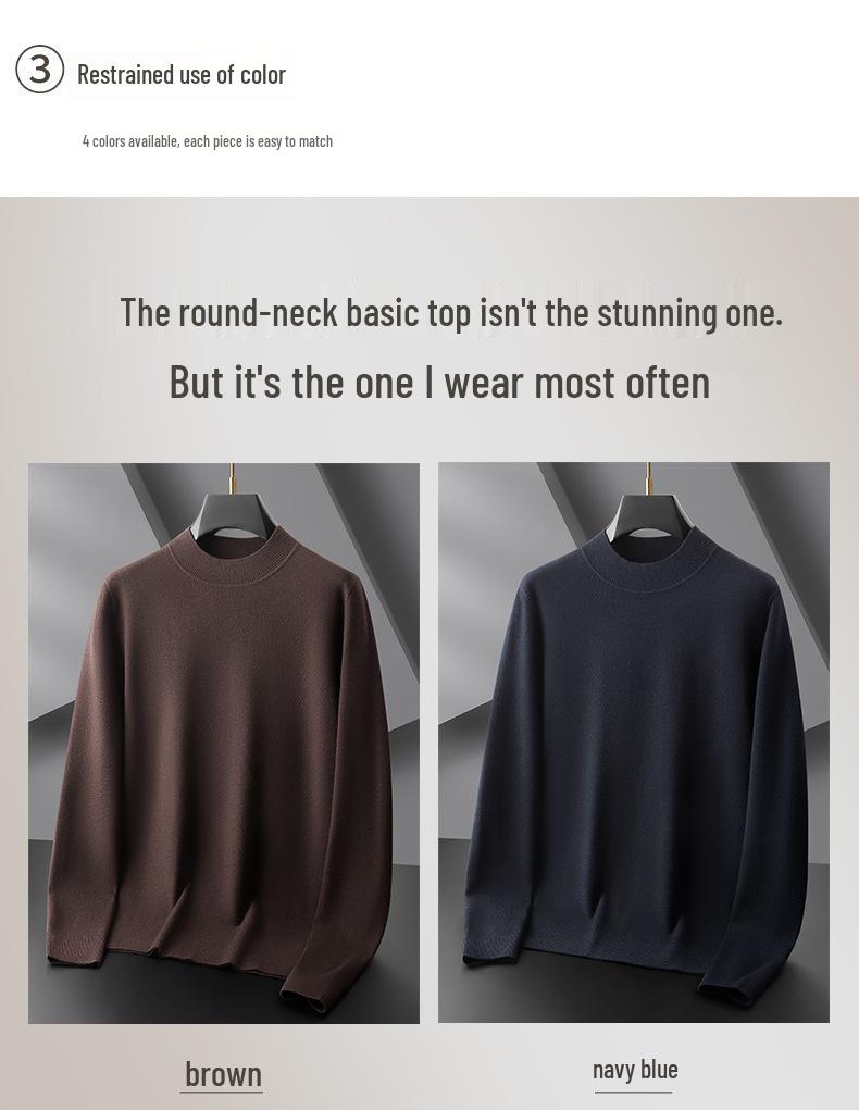 2025 Men's Casual Plus Size Round Neck Knit Sweater - Loose, Warm, Autumn/Winter Edition.