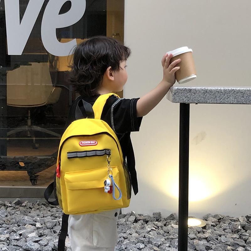 Large Capacity Stylish Plain Color Kindergarten Backpack Unisex Design