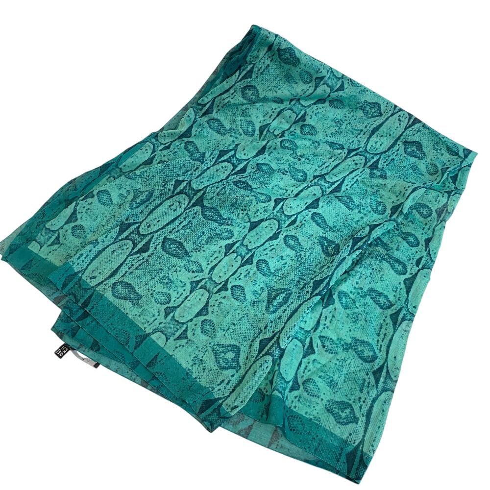 GUCCI Python Pattern cotton scarf green cotton Women Used