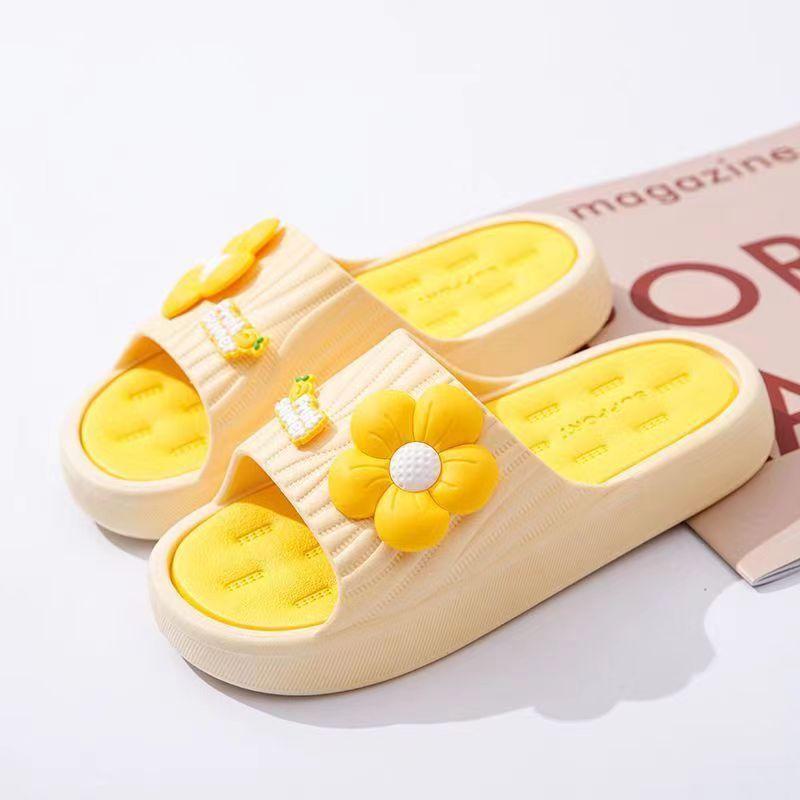 

Летние женские домашние и уличные толстоподошвенные нескользящие мягкие подошвы для отдыха с цветочным принтом, тапочки для ванной, прилавок, родительско-детские 40-41