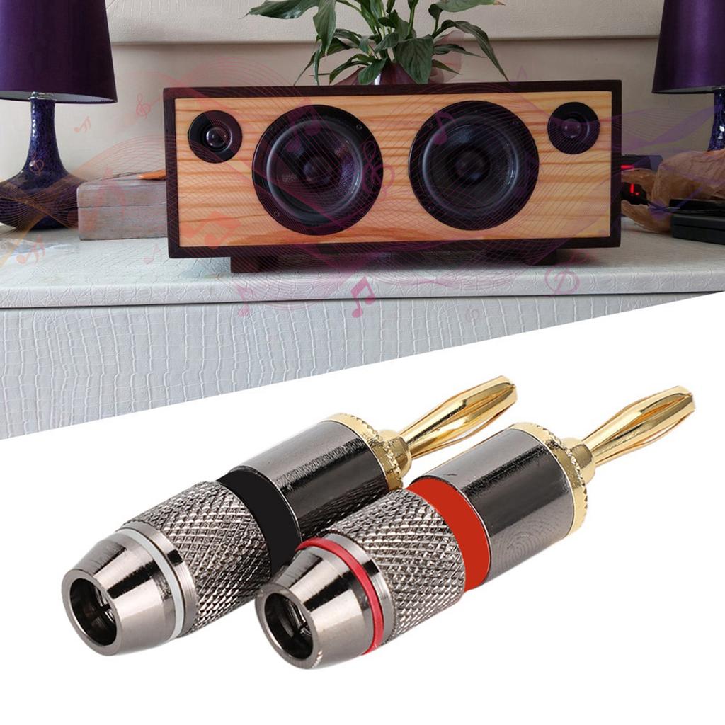 24K Gold plated Pure Copper Banana Head Plug Audio Speaker Cable Connector