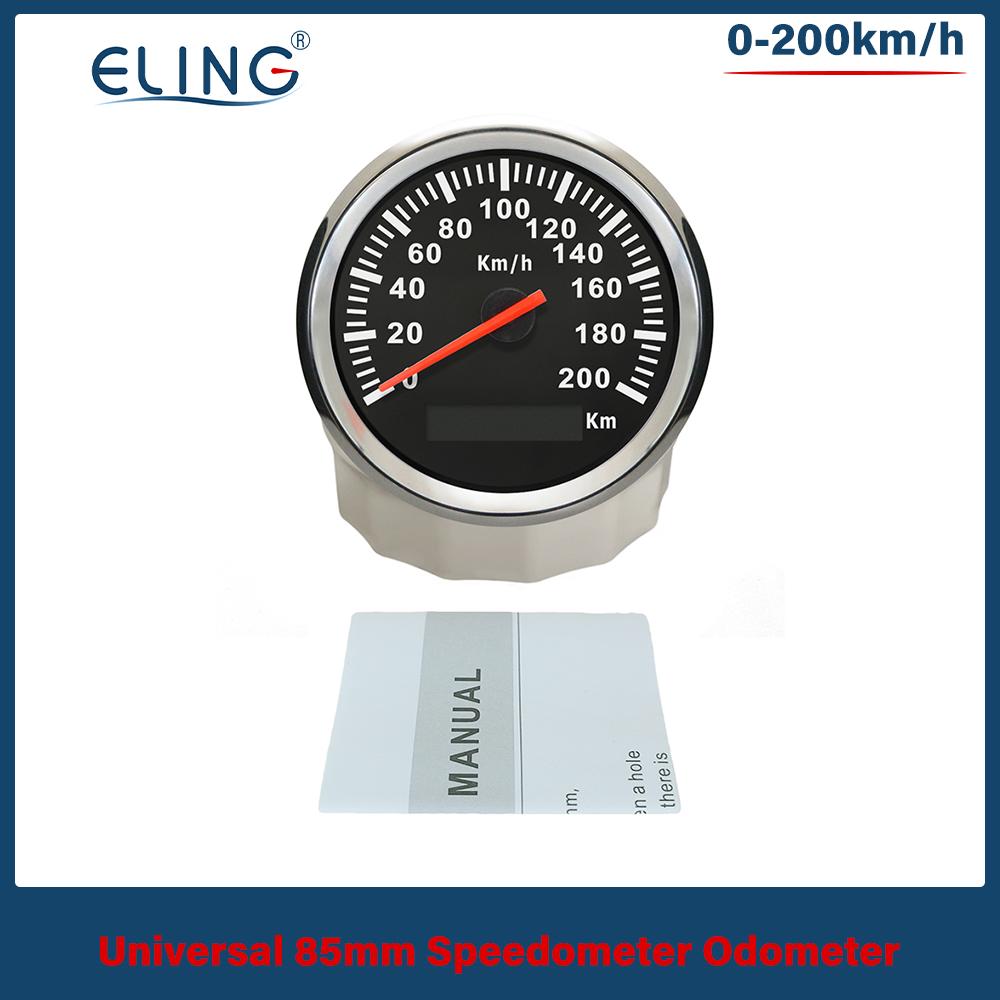 

ELING Universal 85mm Speedometer Odometer Speedometer 120 km/h 200 km/h for Car Truck Boat with Backlight 12V 24V (Pulse Signal) 200K BS