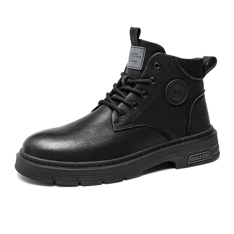 Martin Boots Men's Autumn and Winter 2024 New Men's Retro British Style Casual Heightening Thick-soled Tooling Non-slip Leather Boots