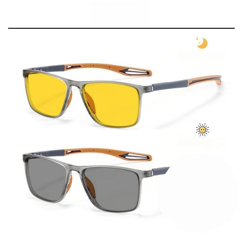 New Men's Night Photochromic Sports Myopia Glasses Advanced UV-resistant Fashion Trend Driving Eyeglasses Diopter 0 TO -4.0