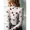 Women's Long Sleeve T-Sleeve Floral Print Turtleneck Bottom Shirt Spring and Autumn Casual Interior Top