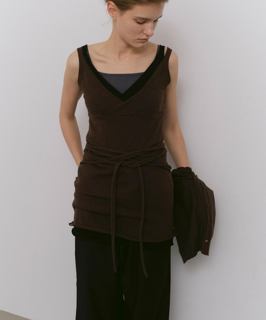 CACELE Raw Cut Strap Dress, Brown