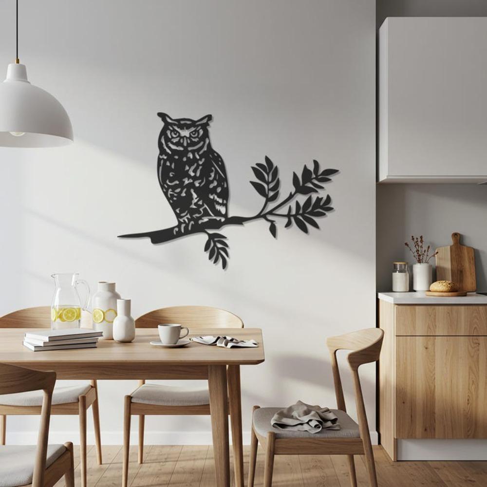 Rustic Metal Owl Wall Art, Nature Bird Silhouette, Iron Home Decor
