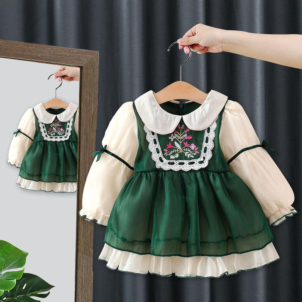 Φόρεμα Κοριτσιού Φθινόπωρο Φόρεμα Πριγκίπισσας Κοριτσιού Παιδικό Φόρεμα Μανίκι Μακρύ Δαντέλα