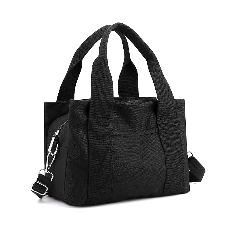 

[Bitcuem] handbag shoulder bag crossbody bag canvas multi pocket storage partition lightweight mini handbag lunch bag mothers bag stroll shopping