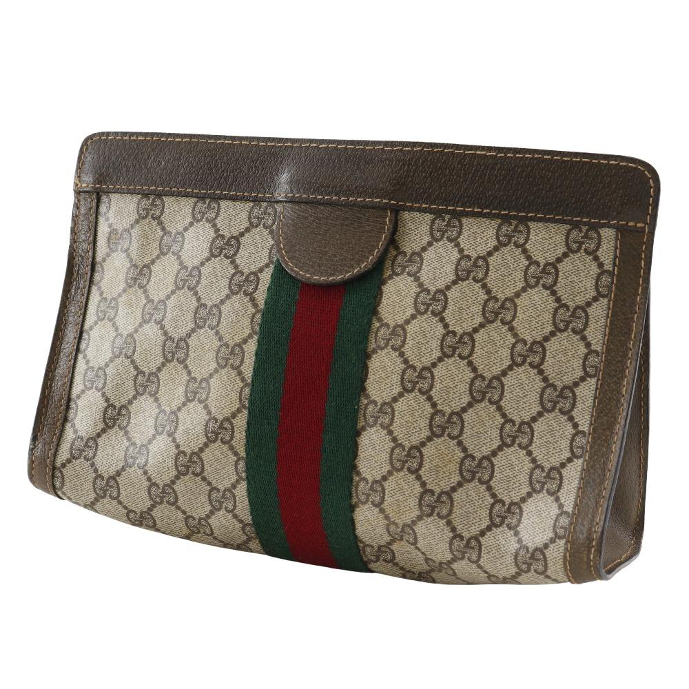 GUCCI Sherry line Clutch bag Pouch Gucci Parfum Novelty Brown GG plus/leather unisex Used